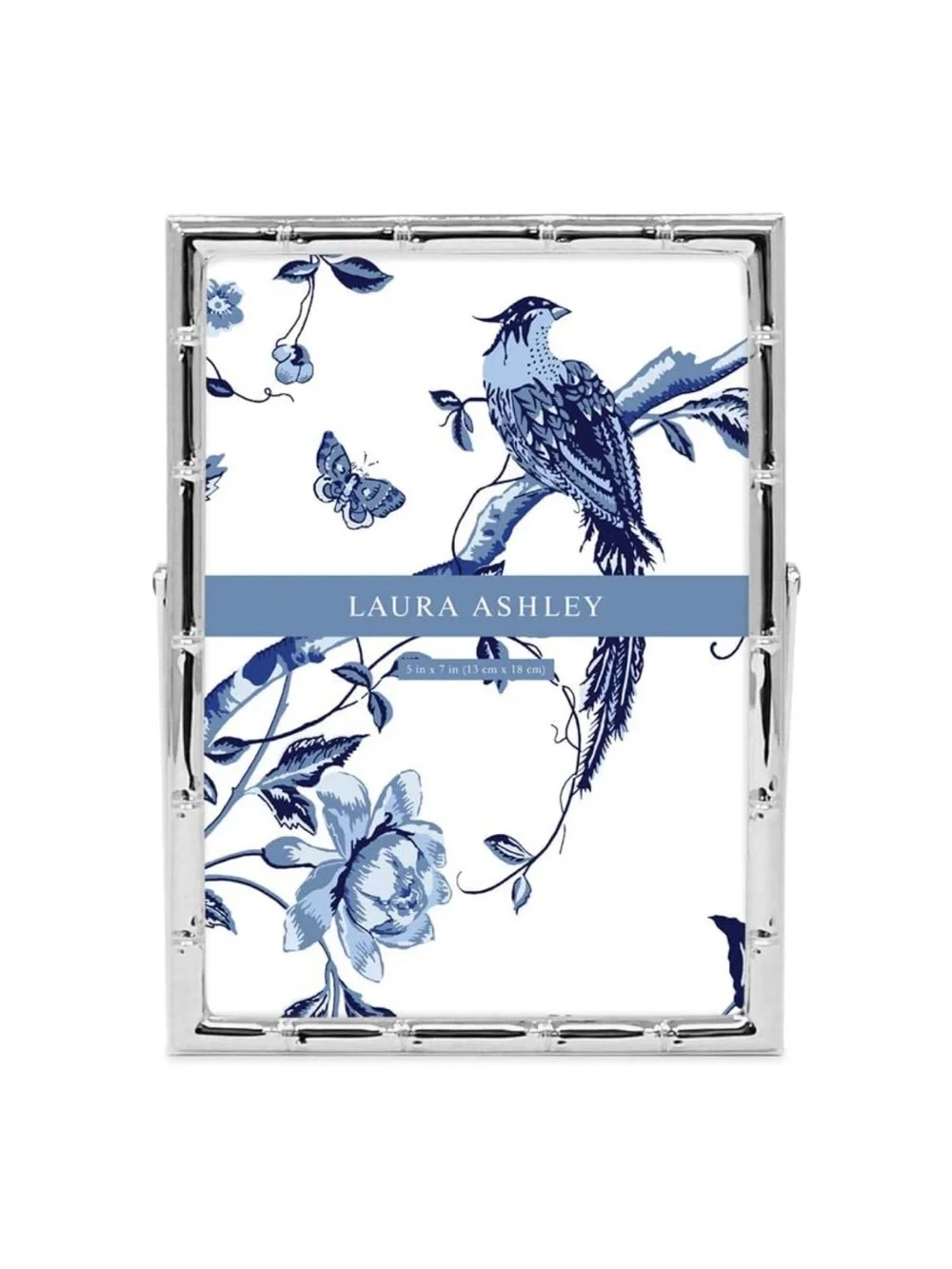 Silver Metal Bamboo Vertical Picture Frame with Pull-Out Easel Stand